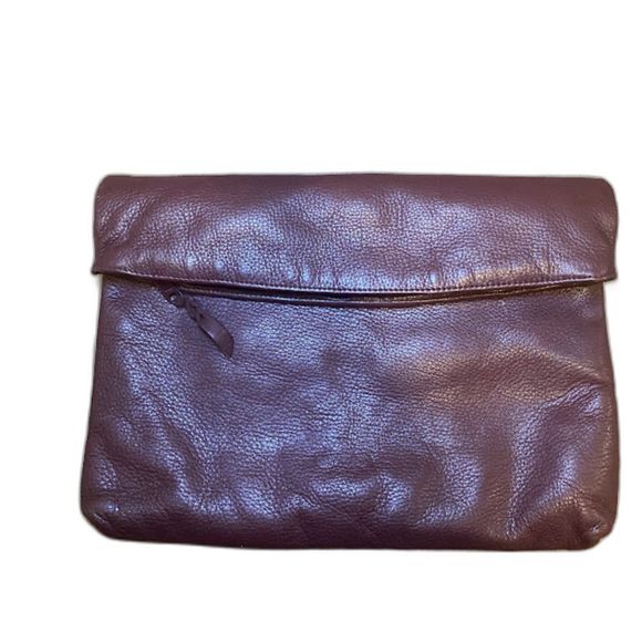 Bermans Burdgundy Genuine Leather Fold Clutch - Picture 1 of 8